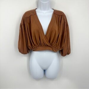 Forever 21 Cropped Cinched Crop Top Size Small Boho Fall Basics